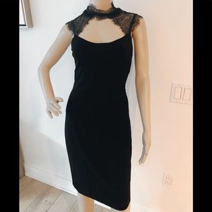 Black Bebe italian lace accent dress lined S 2 4